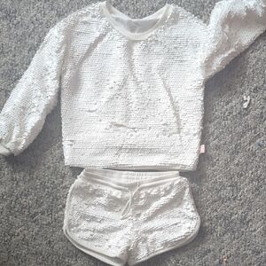 Art Class White Sequin Top and Shorts Set